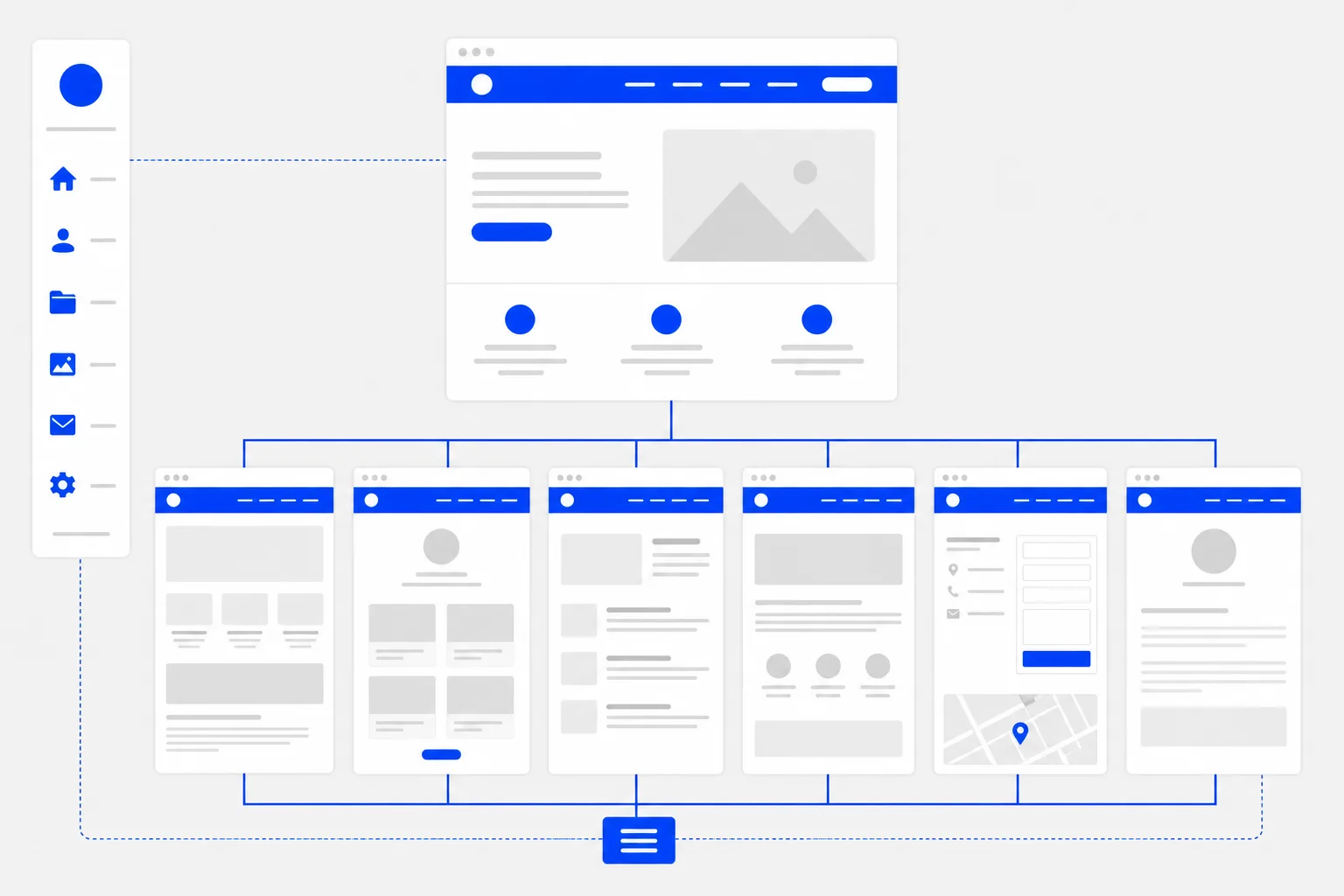 Schéma de structure de pages web pour un site professionnel à Aix-en-Provence